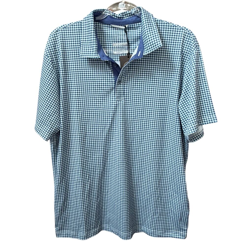 Swannies Golf Polo Archie Blue Check Mens Size Medium New NWT Stretch